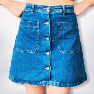 EUC Zara Premium 💙Denim Blue Jean 💙Button Mini Skirt, Size 28